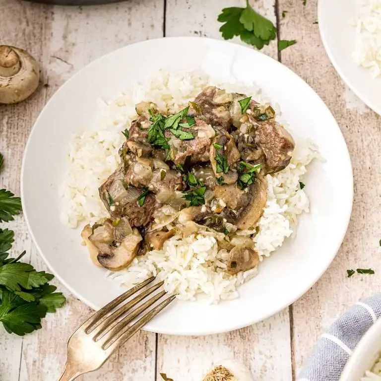 Creamy Beef Tips and Rice