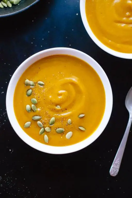 Creamy Pumpkin Soup with a sprinkle of toasted seeds