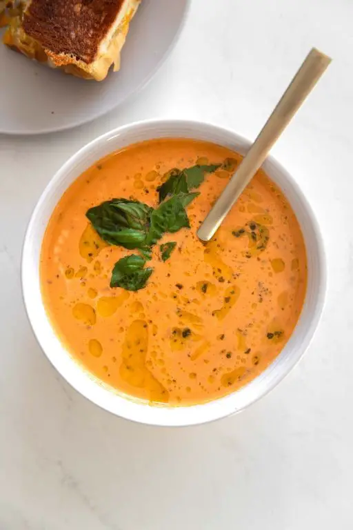 Creamy Tomato Basil Soup with a hint of garlic