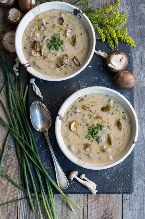 Decadent Cream of Mushroom Soup with truffle oil