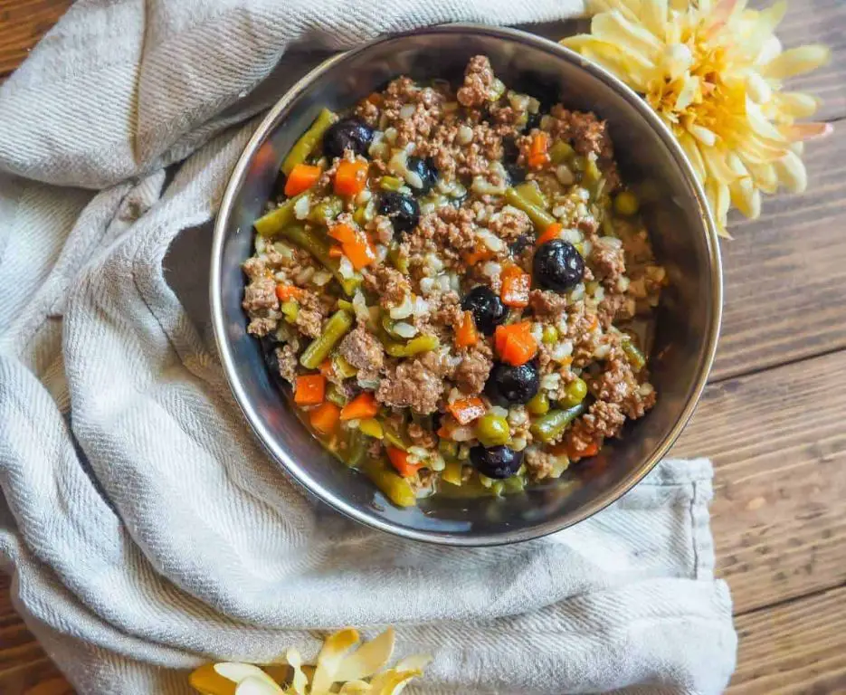 Easily digestible venison and rice recipe for dogs with sensitive stomachs.