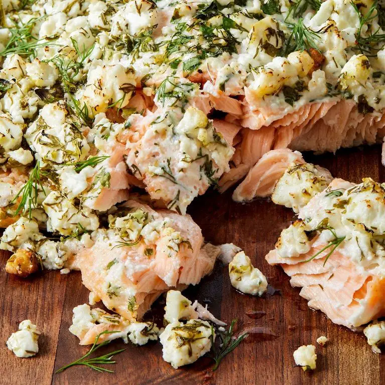 Feta and Herb Crusted Salmon