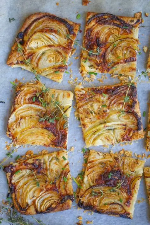 French Onion Tart with Puff Pastry Crust
