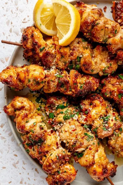 Garlic Butter Chicken Barb Skewers
