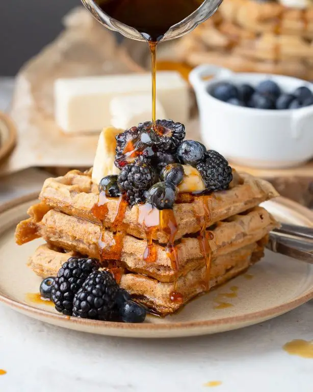 Golden Waffles Made with Aquafaba for a Light Texture