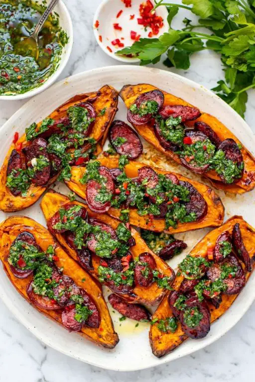 Grilled Sweet Potato and Chorizo Medley