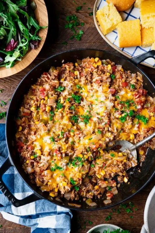 Ground Beef and Rice Hash