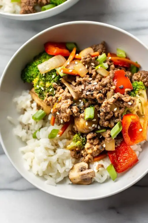 Ground Beef and Rice Stir-Fry