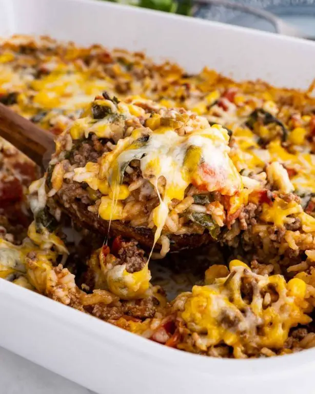 Ground Beef and Rice Taco Casserole