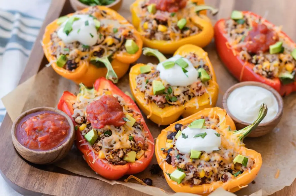 Ground Chicken and Quinoa Stuffed Peppers