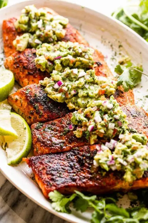 Guacamole-Topped Grilled Salmon