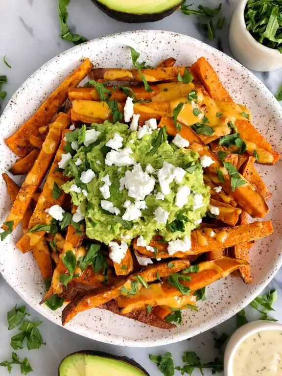 Guacamole-Topped Sweet Potato Fries