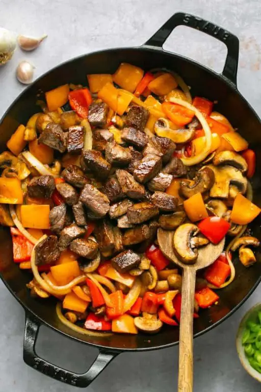 Hearty Beef Tips with Onions and Peppers