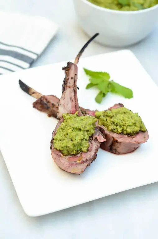 Herb-Crusted Rack of Lamb with Mint Pesto