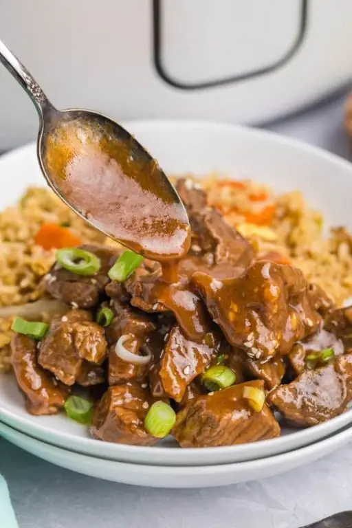 Honey Garlic Beef Tips in the Slow Cooker