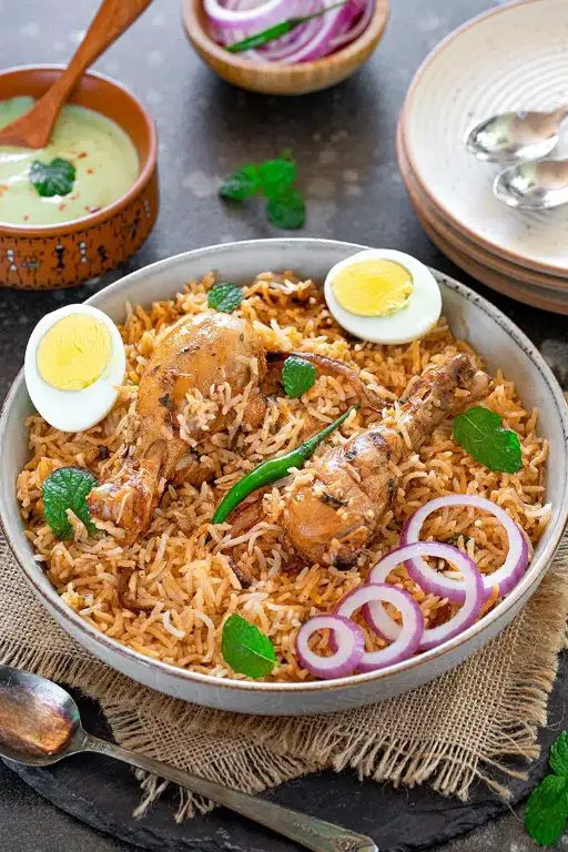 Hyderabadi Dum Biryani with Mint and Coriander