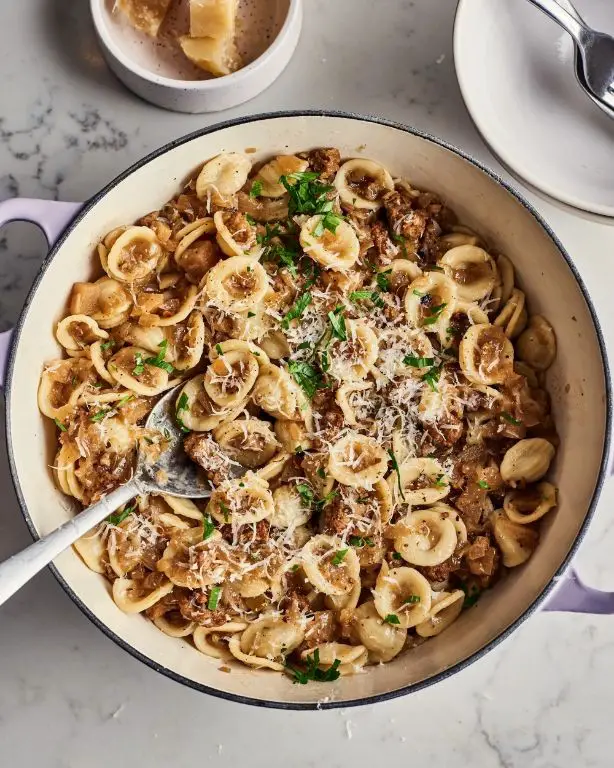 Kielbasa Pasta with Caramelized Onions