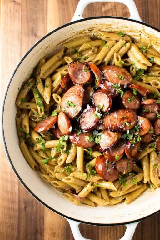 Kielbasa Pasta with Creamy Mustard Sauce