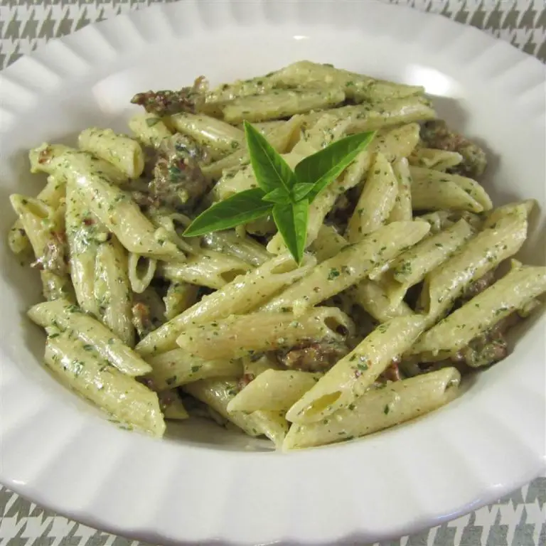 Kielbasa Pasta with Creamy Pesto Sauce
