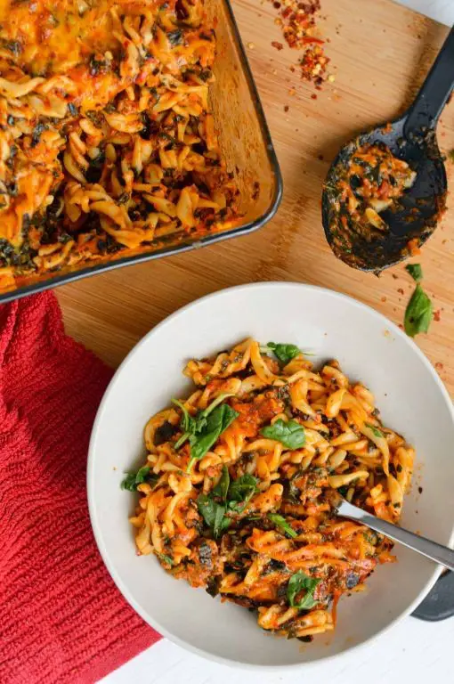 Kielbasa and Spinach Pasta Bake