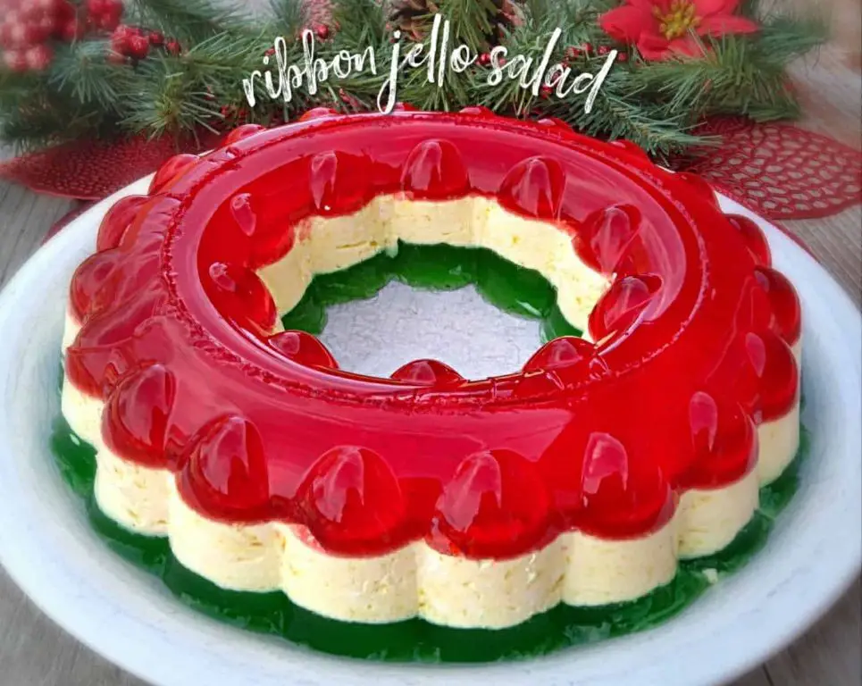 Layered Lime and Cherry Jello Mold
