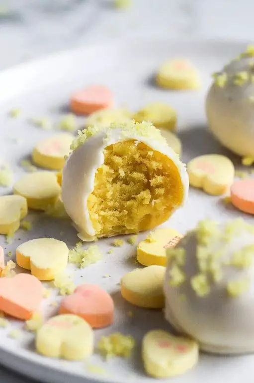 Lemon Creme Cake Pops with White Chocolate Coating