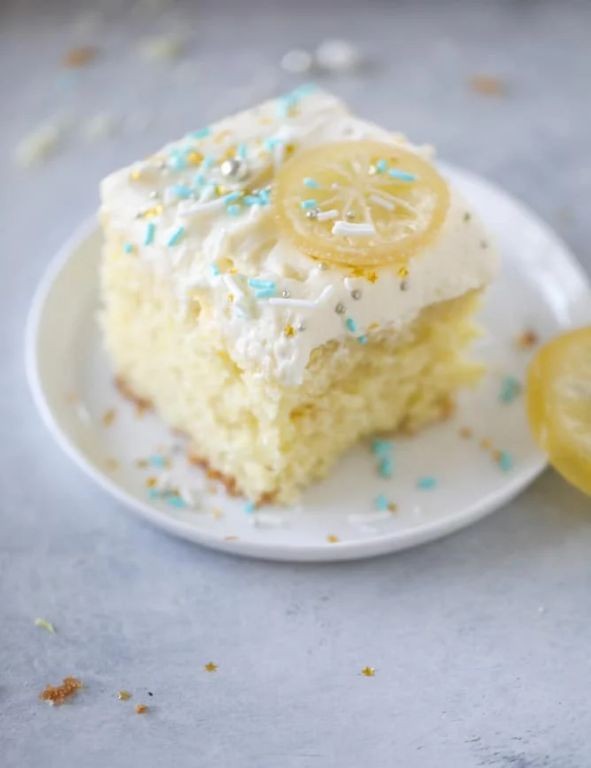 Lemon Creme Sheet Cake with Cream Cheese Frosting