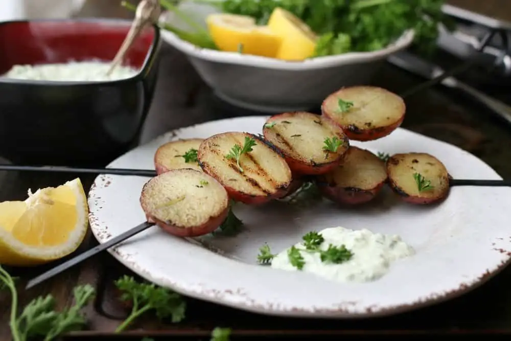 Lemon Pepper Grilled Potato Skewers