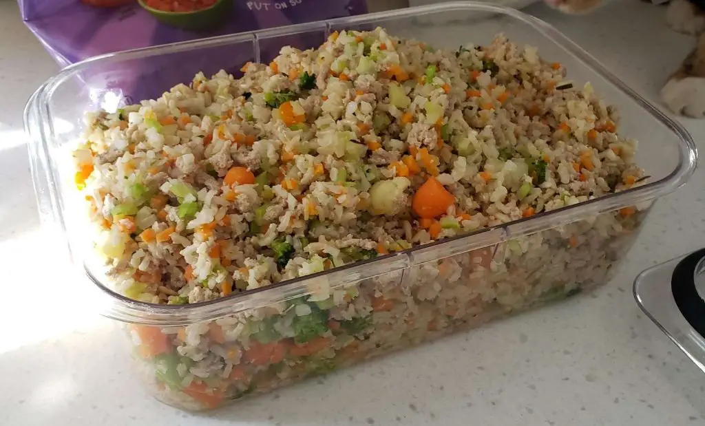 Low-calorie turkey and broccoli recipe for overweight dogs.