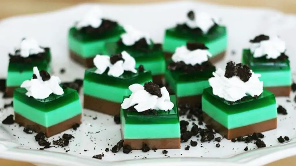 Mint Jello with Chocolate Shavings