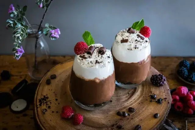 Mocha Pudding using coffee, chocolate, and milk.