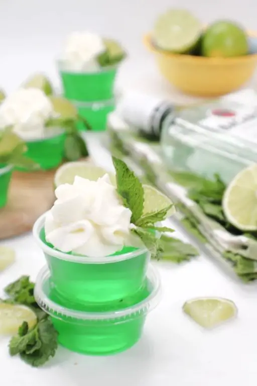 Mojito Jello Shots: Minty lime freshness.