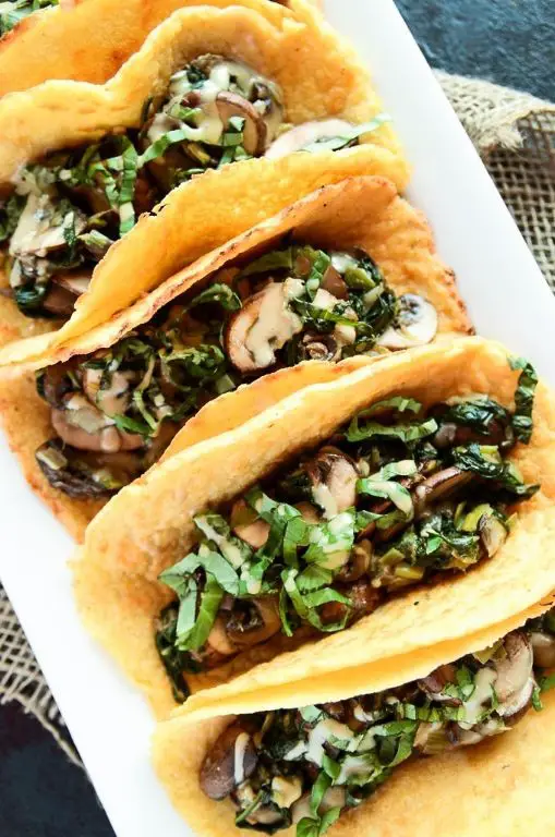 Mushroom and Spinach Breakfast Tacos