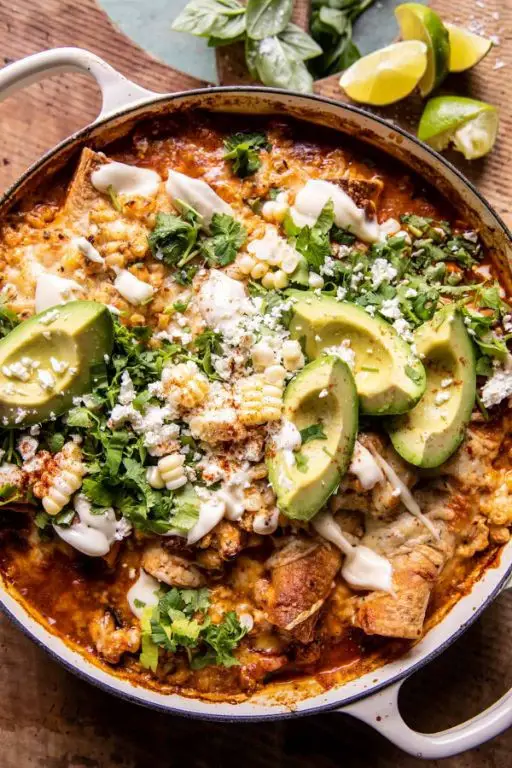 One Pan Chicken Enchilada Bake