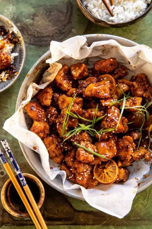 Orange Glazed Chicken Barb with Sesame Seeds