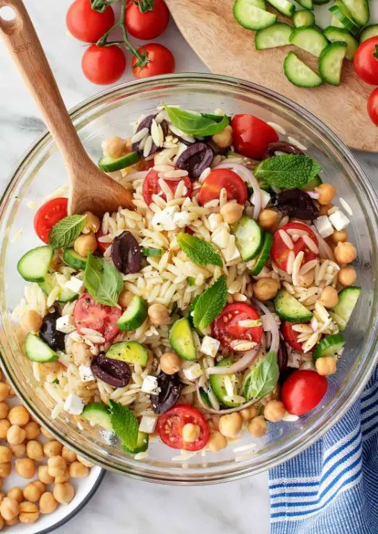 Orzo Pasta Salad with Feta and Vegetables