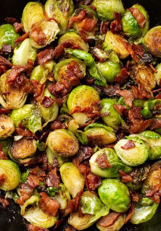 Pan-Fried Brussels Sprouts with Bacon