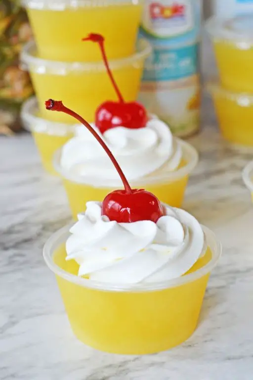 Pina Colada Jello Shots: Creamy tropical escape.