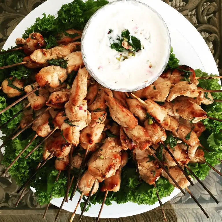 Pomegranate Chicken Pakoras with Mint Yogurt Dip