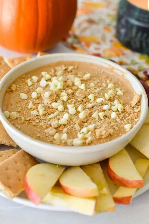 Pumpkin Pie Dip featuring pumpkin puree, cream cheese, and sugar.