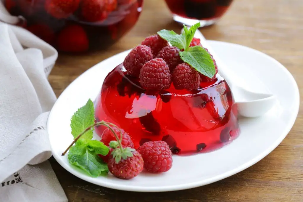 Raspberry Jello with Fresh Berries