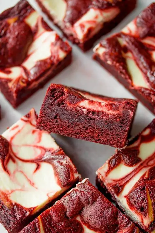 Red Velvet Cheesecake Brownies with Coconut Flakes