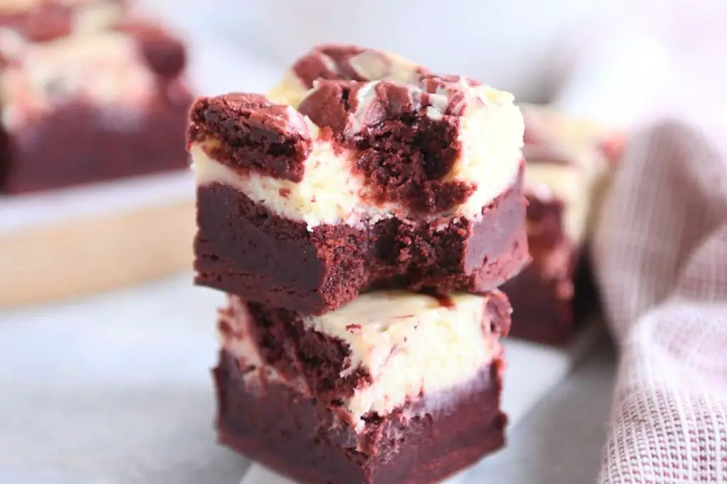 Red Velvet Cheesecake Brownies with Mocha Drizzle