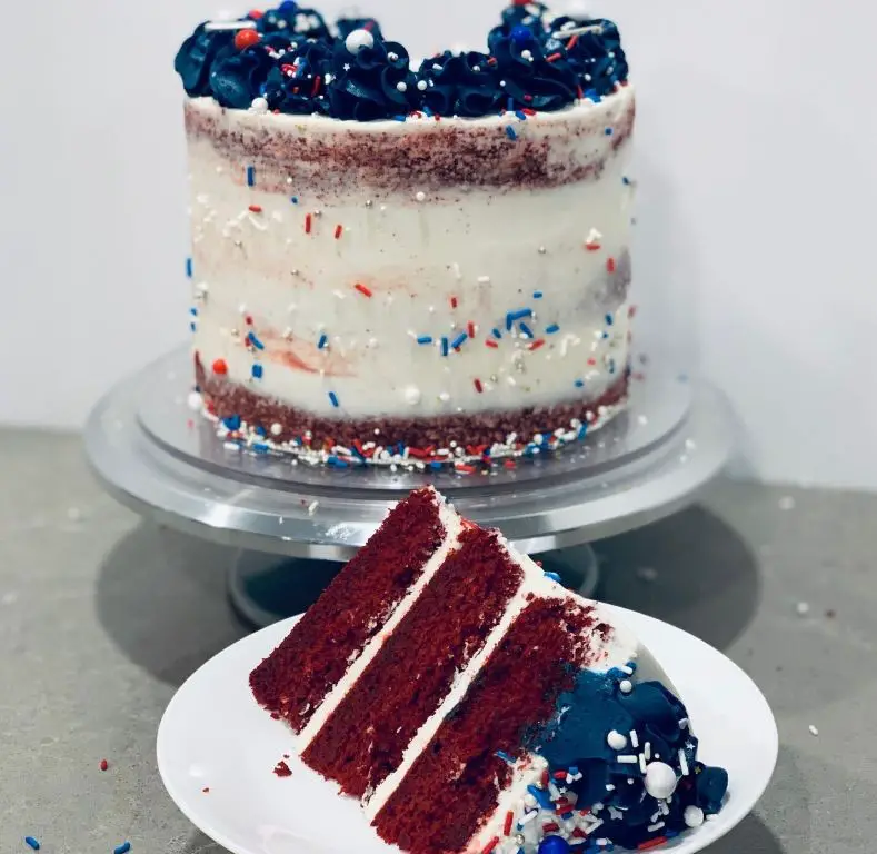 Red Velvet and Blue Velvet Layer Cake