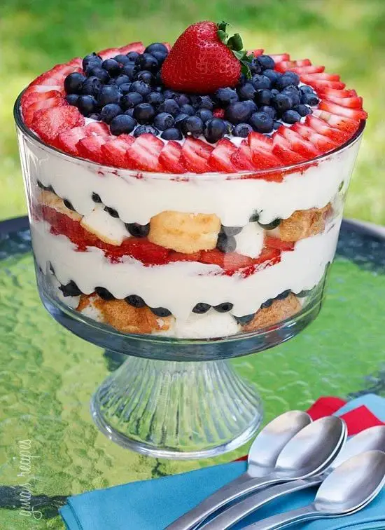 Red, White, and Blue Berry Trifle