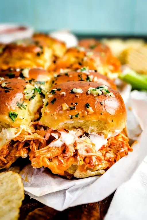 Shredded Buffalo Chicken Sliders