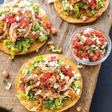Shredded Chicken Tostadas with Avocado