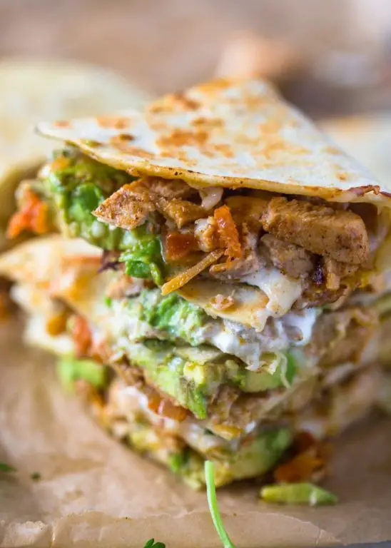 Shredded Chicken and Avocado Quesadillas