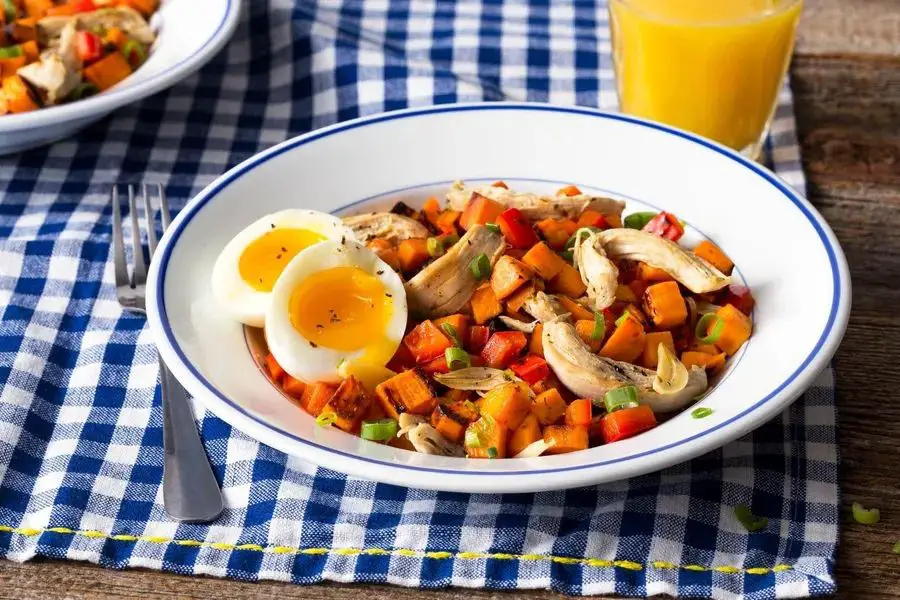 Shredded Chicken and Sweet Potato Hash