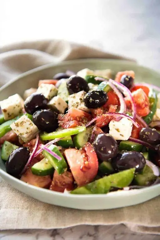 Simple Greek Salad with Kalamata Olives